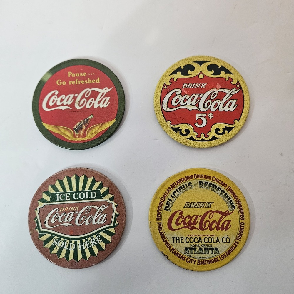 COKE Set of 4 Refrigerator/Tool Box Magnets Collectors Retro Americana Primitive